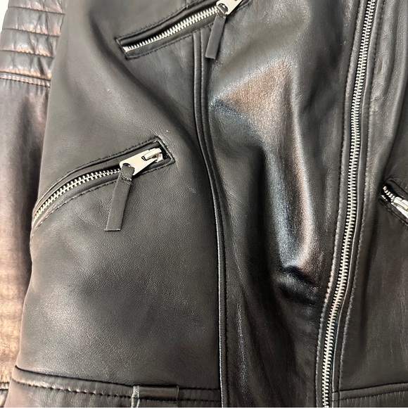 PREMIUM 100% Sheep Leather Quilted Biker Jacket Moto Zara M/L - Picture 3 of 15